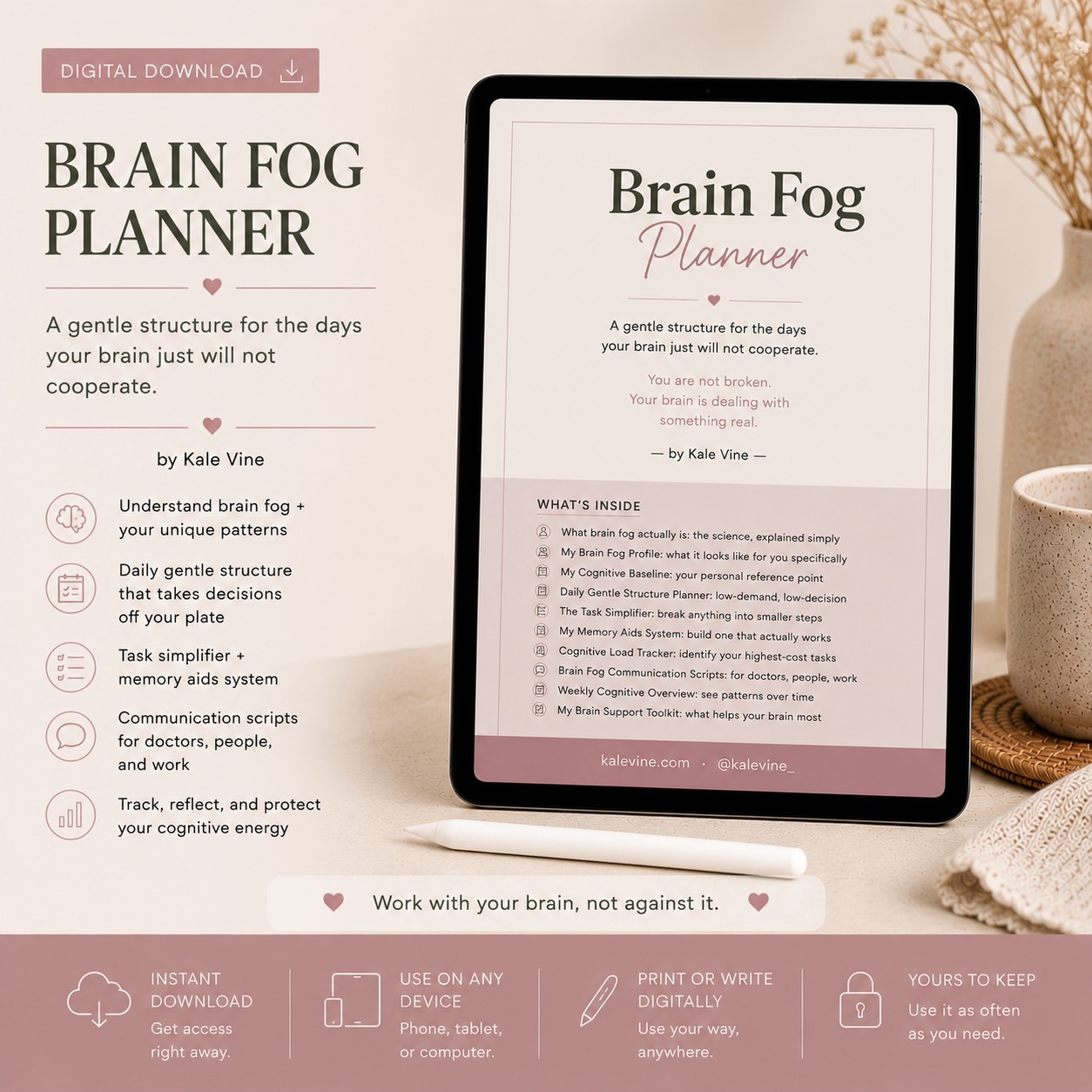 Brain Fog Planner digital planner cover