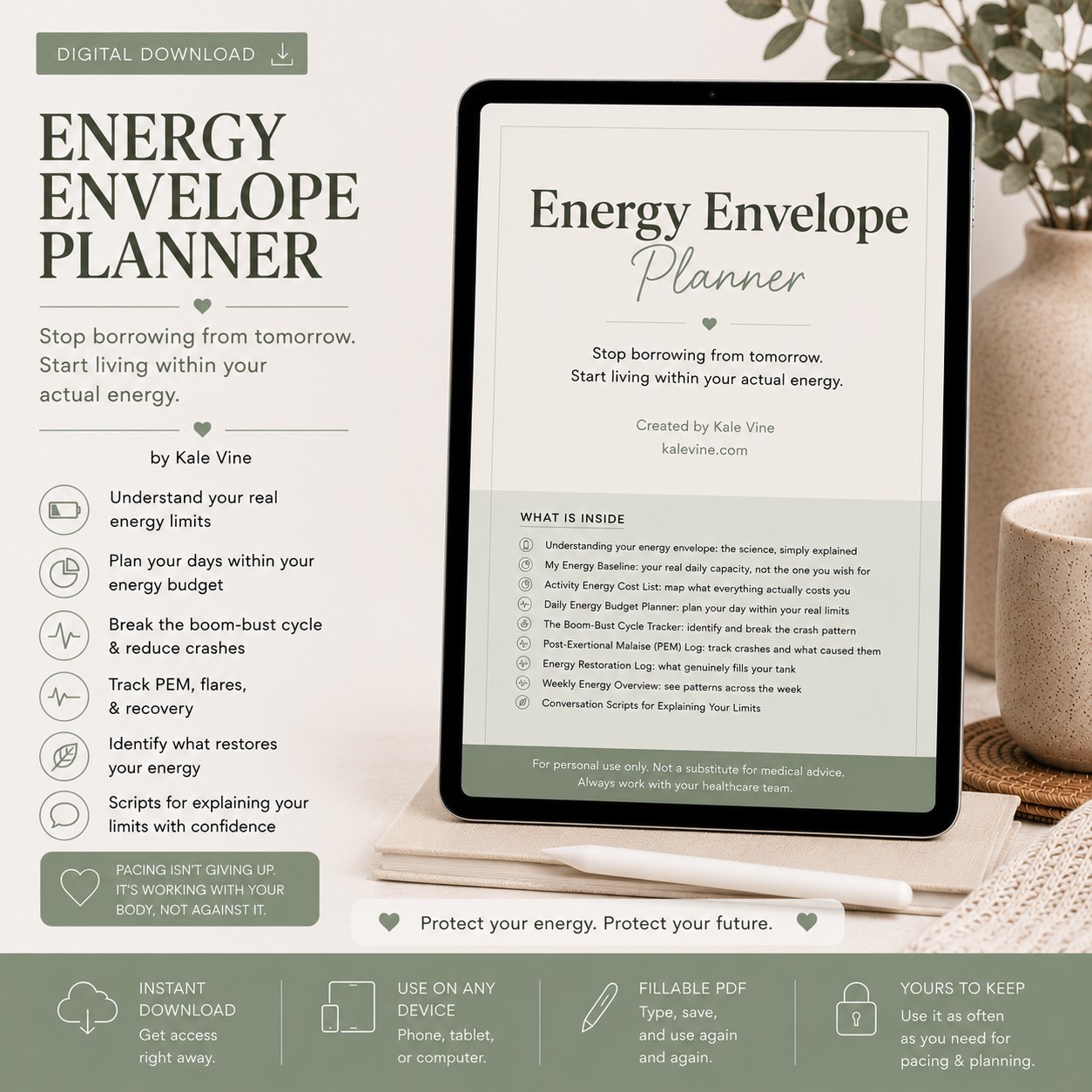 Energy Envelope Planner digital planner cover
